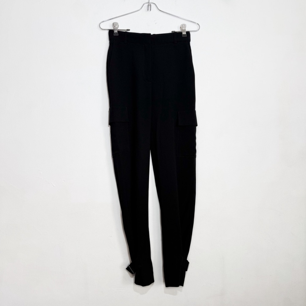 Aritzia Babaton Refined Satin Cargo Career Officewear Trouser Pant Black size 00 - Picture 2 of 10